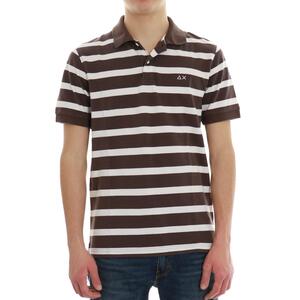 POLO A RIGHE MARRONE